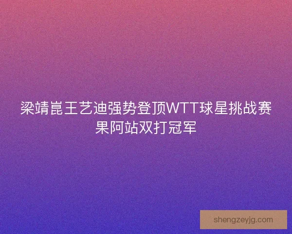 梁靖崑王艺迪强势登顶WTT球星挑战赛果阿站双打冠军