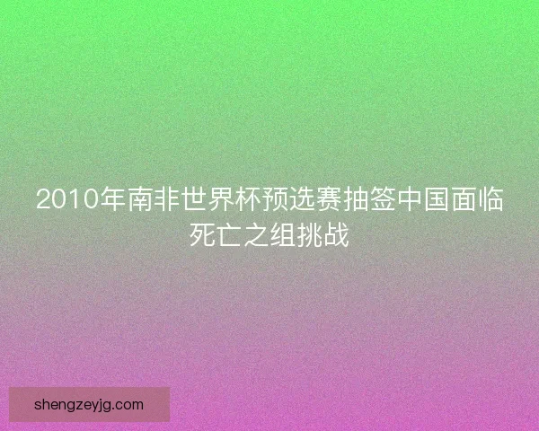2010年南非世界杯预选赛抽签中国面临死亡之组挑战