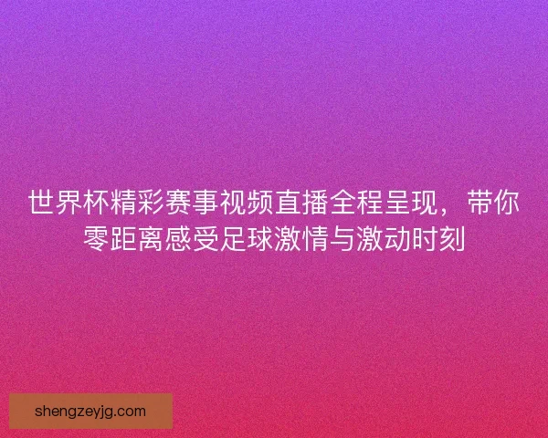 世界杯精彩赛事视频直播全程呈现，带你零距离感受足球激情与激动时刻