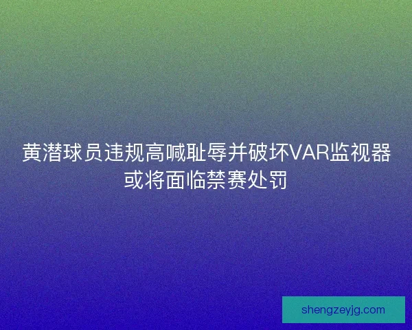 黄潜球员违规高喊耻辱并破坏VAR监视器或将面临禁赛处罚 黄潜球员违规高喊耻辱并破坏VAR监视器或将面临禁赛处罚